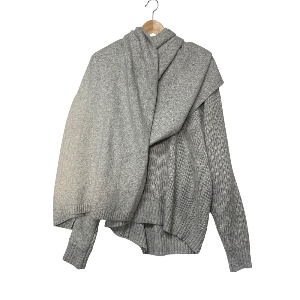 Cabi Heather Grey Serpentine Scarf Sweater 4417 Women's Medium
